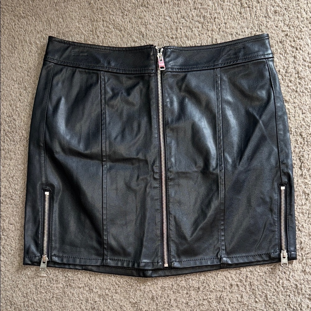 Express Black Mini Pencil Skirt with Silver Zippers